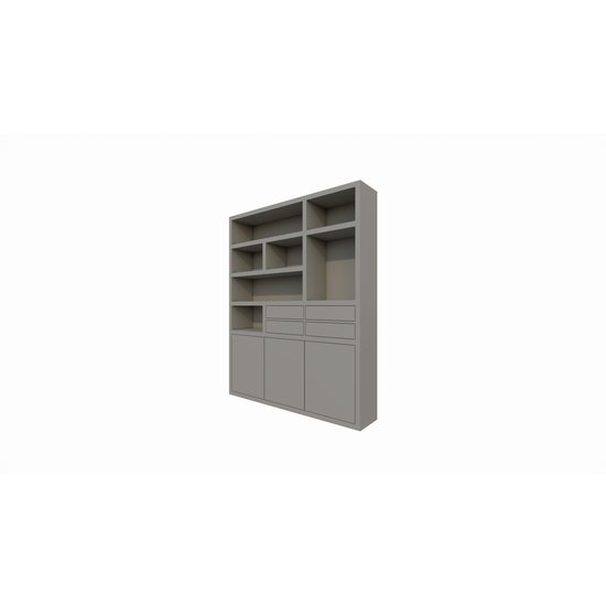 123schrank Avola Fachschrank - 180x35x220H cm - push-to-open Türen - 4 push-to-open Schubladen