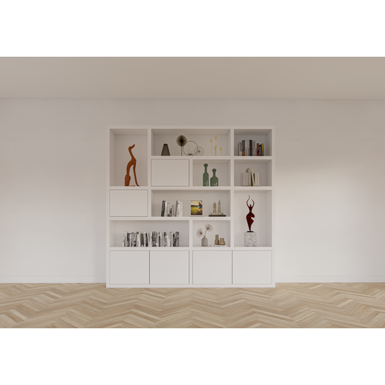 123schrank Vlore Fächerschrank - 250x35x240H cm - push to open Türen - Oberschrank 2 Türen - schlichte Ausführung