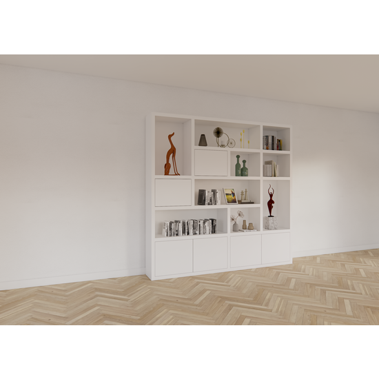 123schrank Vlore Fächerschrank - 250x35x240H cm - push to open Türen - Oberschrank 2 Türen - schlichte Ausführung