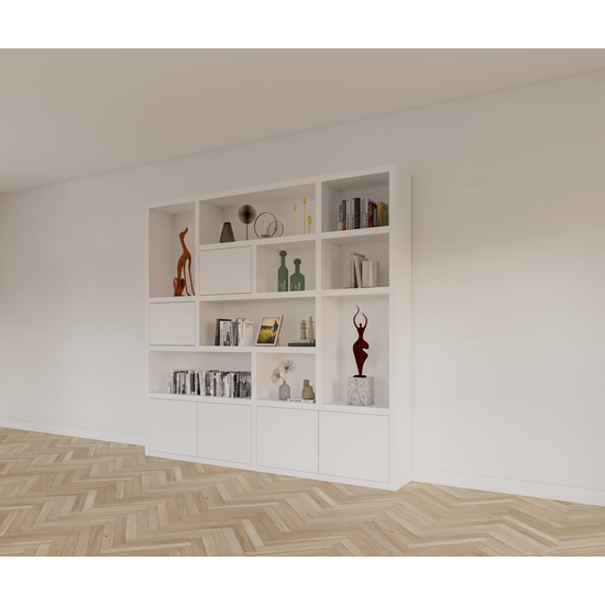 123schrank Vlore Fächerschrank - 250x35x240H cm - push to open Türen - Oberschrank 2 Türen - schlichte Ausführung