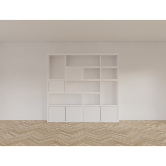 123schrank Vlore Fächerschrank - 250x35x240H cm - push to open Türen - Oberschrank 2 Türen - schlichte Ausführung