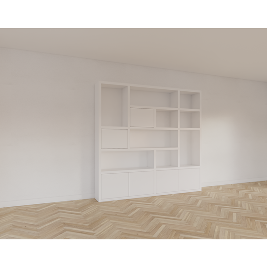 123schrank Vlore Fächerschrank - 250x35x240H cm - push to open Türen - Oberschrank 2 Türen - schlichte Ausführung