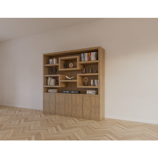 123schrank Schrank Oregon - 200x50x200H cm - Eiche-Dekor - Push-to-open-Türen - glatte Oberfläche