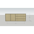 123schrank Sidney Sideboard - 220x45x80H cm - schlichtes Design - helle Eiche - 2 grifflose Türen - 3 grifflose Schubladen