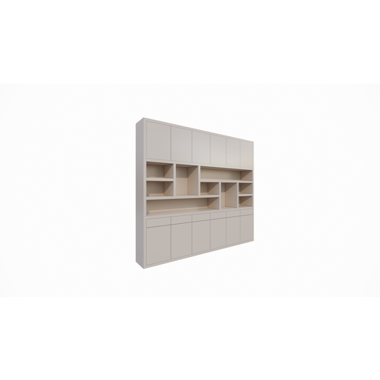 123schrank Regal Lanzarote 02 - 300x40x260H cm - Türen mit Push-to-Open-Funktion - Schubladen mit Push-to-Open-Funktion - schlichte Ausführung