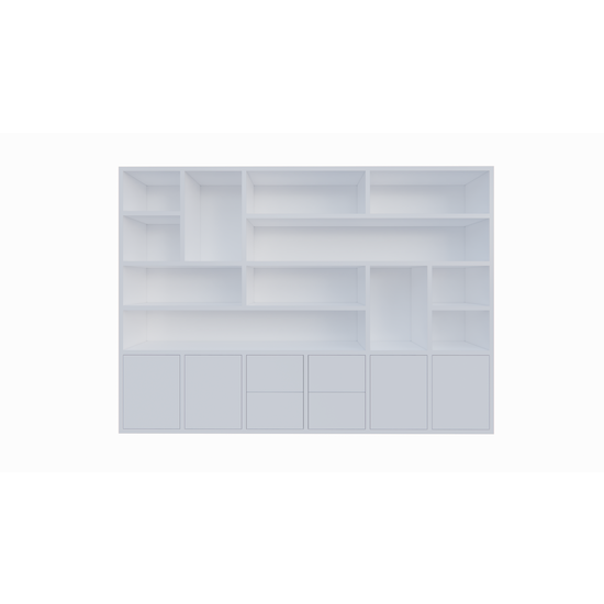 123schrank Helston Regal - 328x40x234H cm - 4 Push-to-open-Türen - 4 Push-to-open-Schubladen - schlichte Ausführung