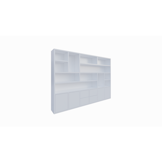 123schrank Helston Regal - 328x40x234H cm - 4 Push-to-open-Türen - 4 Push-to-open-Schubladen - schlichte Ausführung