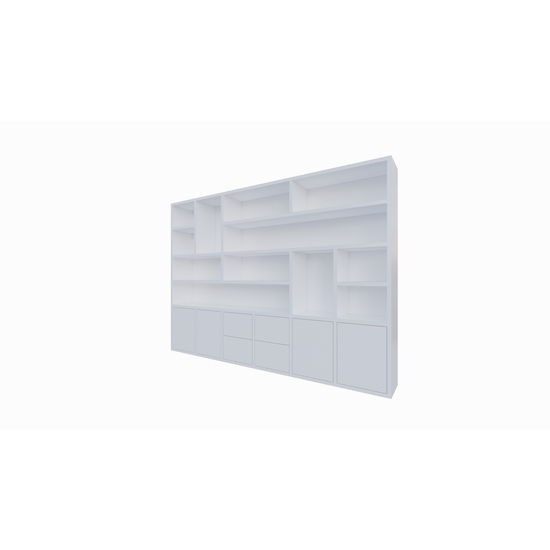 123schrank Helston Regal - 328x40x234H cm - 4 Push-to-open-Türen - 4 Push-to-open-Schubladen - schlichte Ausführung