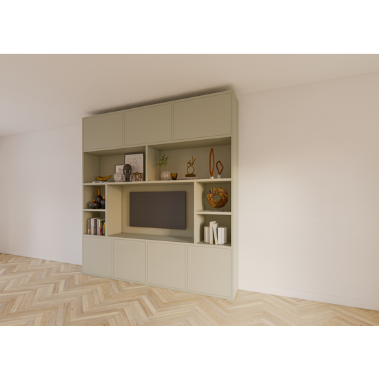 123schrank Flensburger Fächerschrank - 240x40x255H cm - Push-to-open-Türen - schlichte Ausführung