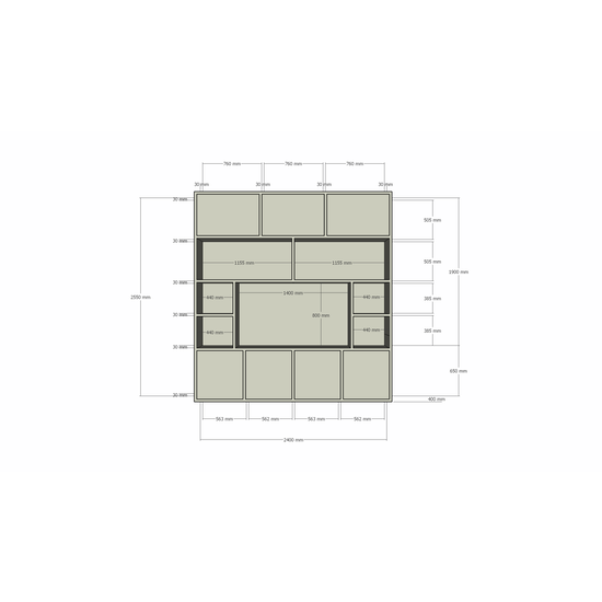 123schrank Flensburger Fächerschrank - 240x40x255H cm - Push-to-open-Türen - schlichte Ausführung