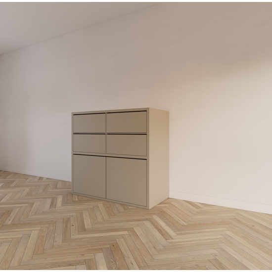 123schrank Kommode Izmir - 120x60x115H cm - grifflose Soft-Close-Schubladen - schlichte Ausführung