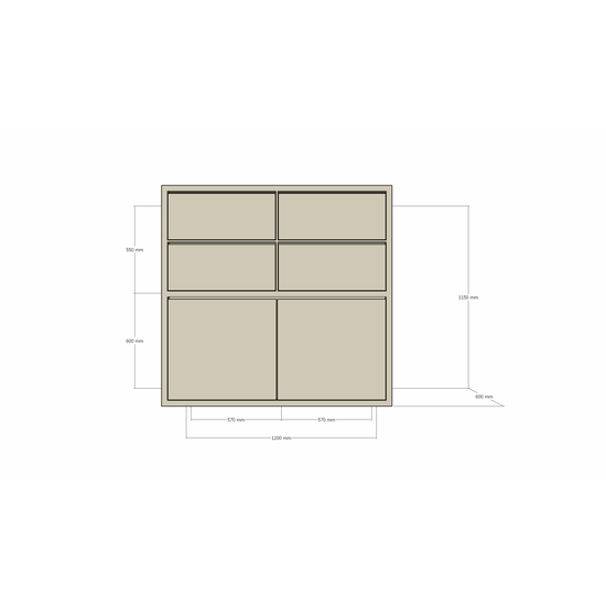 123schrank Kommode Izmir - 120x60x115H cm - grifflose Soft-Close-Schubladen - schlichte Ausführung
