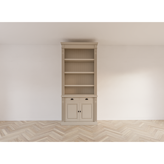 123schrank Bücherregal Leiden - 100x50x250H cm - Flügeltüren - Soft-Close-Schubladen - verstellbare Einlegeböden