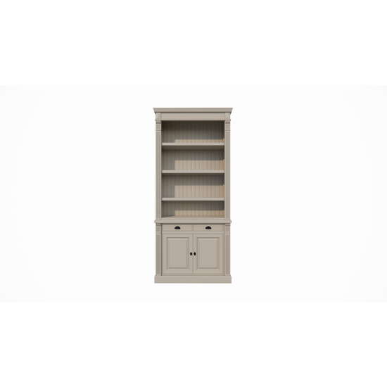 123schrank Bücherregal Leiden - 100x50x250H cm - Flügeltüren - Soft-Close-Schubladen - verstellbare Einlegeböden