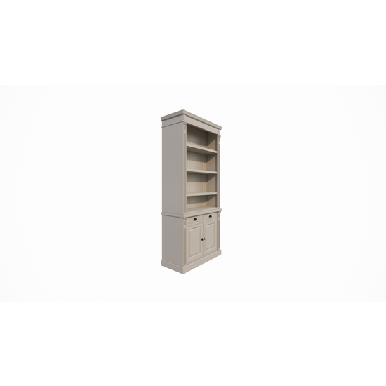 123schrank Bücherregal Leiden - 100x50x250H cm - Flügeltüren - Soft-Close-Schubladen - verstellbare Einlegeböden