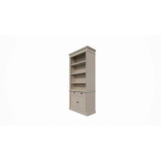 123schrank Bücherregal Leiden - 100x50x250H cm - Flügeltüren - Soft-Close-Schubladen - verstellbare Einlegeböden