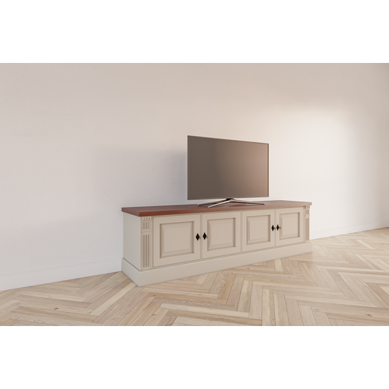 123schrank Antwerpen TV-Anrichte - 180x40x50H cm - Flügeltüren - mit Eichenplatte