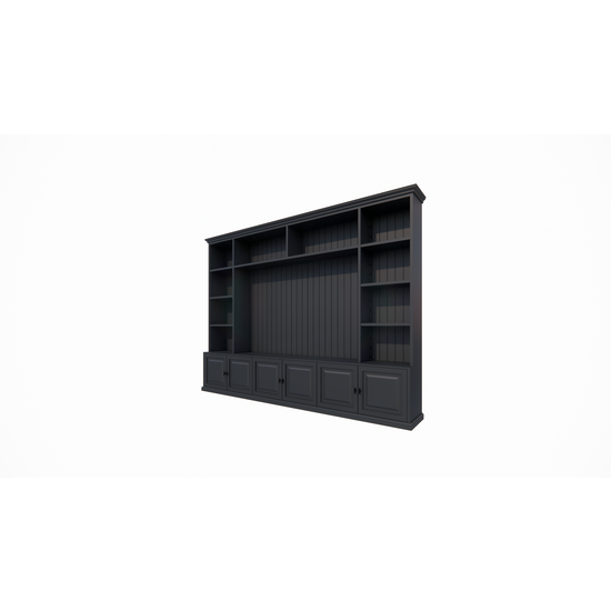 123schrank Calgary TV Bücherregal - 330x35/45x245H cm - offene Regale - Flügeltüren