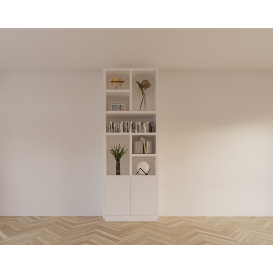 123schrank Regal Rockford 01 - 90x32x250H cm - push to open Türen - offene Regale - schlankes Awerking