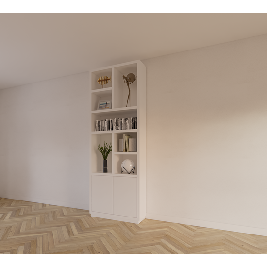 123schrank Regal Rockford 01 - 90x32x250H cm - push to open Türen - offene Regale - schlankes Awerking