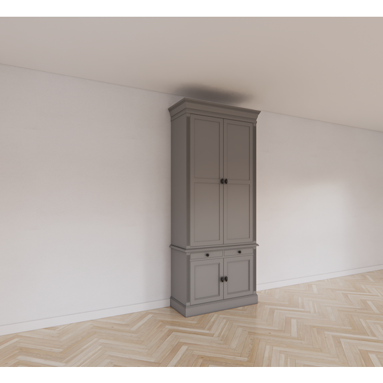 123schrank Bücherregal Kings Library 100x40x240H cm - Flügeltüren - Soft-Close-Schubladen