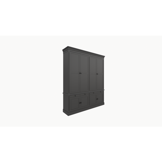 123schrank Bücherregal Kings Library 200x40x240H cm - Soft-Close-Schubladen - Flügeltüren