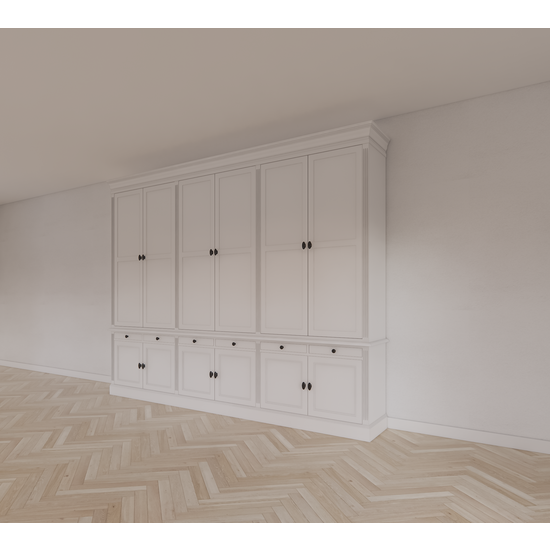 123schrank Bücherregal Kings Library 300x40x240h cm - Flügeltüren - Soft-Close-Schubladen