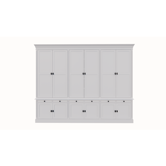 123schrank Bücherregal Kings Library 300x40x240h cm - Flügeltüren - Soft-Close-Schubladen