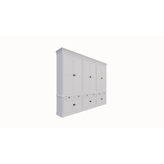 123schrank Bücherregal Kings Library 300x40x240h cm - Flügeltüren - Soft-Close-Schubladen