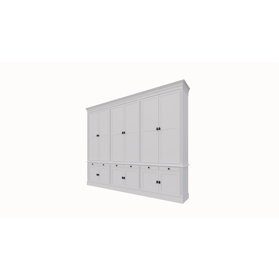 123schrank Bücherregal Kings Library 300x40x240h cm - Flügeltüren - Soft-Close-Schubladen