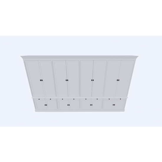 123schrank Kings Library Bücherregal 400x40x240H cm - Flügeltüren - Soft-Close-Schubladen