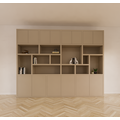 123schrank Kleiderschrank Karumba - 340x50x263H cm - geschlossene Türen - offene Fächer - Eichenpaneele - schlichte Ausführung
