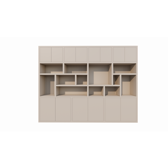 123schrank Kleiderschrank Karumba - 340x50x263H cm - geschlossene Türen - offene Fächer - Eichenpaneele - schlichte Ausführung