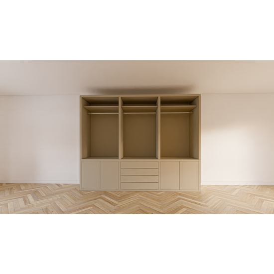 123schrank Bermuda für Kleidung - 300x60x240H cm - 4 Schubladen mit Push-to-Open-Funktion - Türen mit Push-to-Open-Funktion - glatte Oberfläche
