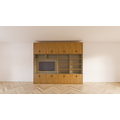 123schrank Aufbewahrungsschrank Nome - 300x40x250H cm - geschlossene Türen - offene Fächer - mit Eiche außen