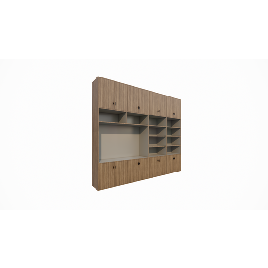 123schrank Aufbewahrungsschrank Nome - 300x40x250H cm - geschlossene Türen - offene Fächer - mit Eiche außen