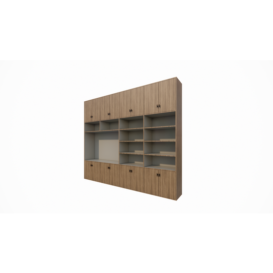 123schrank Aufbewahrungsschrank Nome - 300x40x250H cm - geschlossene Türen - offene Fächer - mit Eiche außen