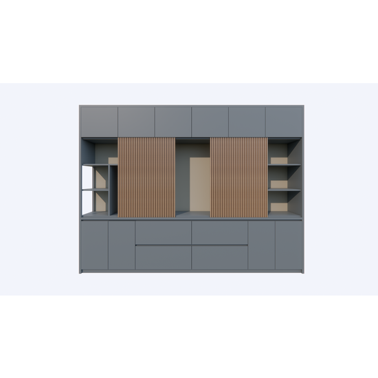 123schrank Fächerschrank Maputo - 320x40x240H cm - Eichenpaneele - Push-to-open-Türen - schlichte Ausführung