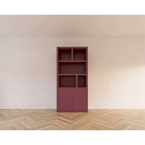 123schrank Bücherregal Morella - 100x40x210H cm - push-to-open Türen - offene Regale