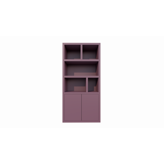 123schrank Bücherregal Morella - 100x40x210H cm - push-to-open Türen - offene Regale