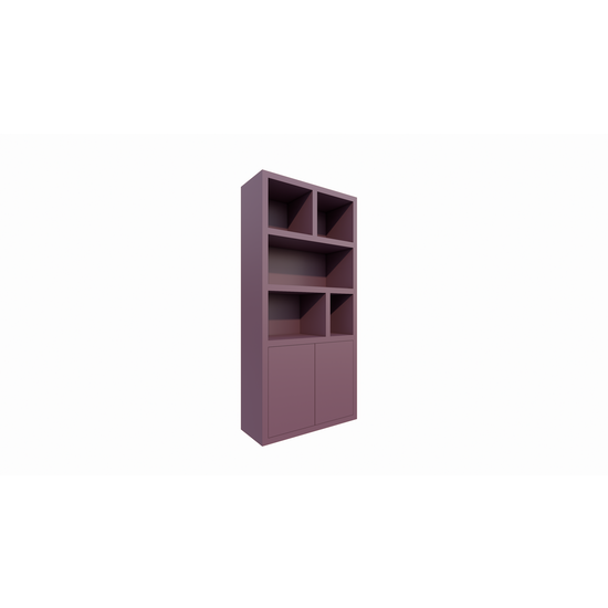 123schrank Bücherregal Morella - 100x40x210H cm - push-to-open Türen - offene Regale
