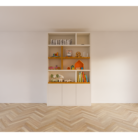 123schrank Kommode Brunei - 150x30x250H cm - push-to-open Türen - mit Eichenholzeinlegeböden - schlichte Ausführung