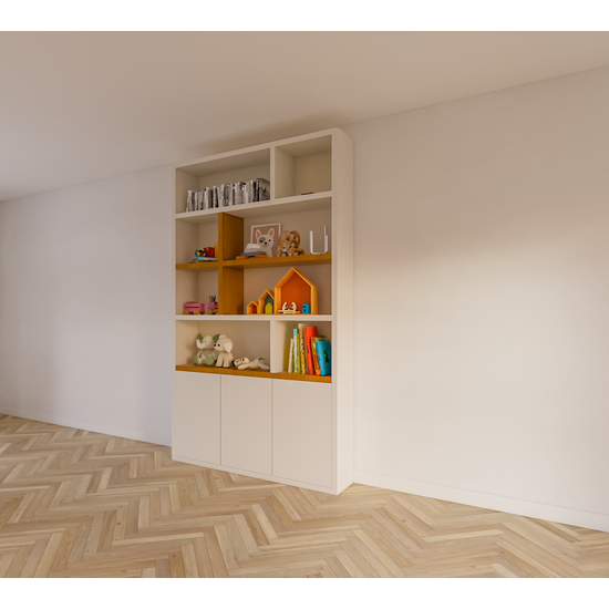 123schrank Kommode Brunei - 150x30x250H cm - push-to-open Türen - mit Eichenholzeinlegeböden - schlichte Ausführung