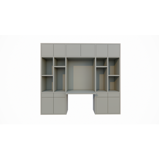 123schrank Chauny Schreibtischschrank - 280x40x250H cm - Push-to-Open-Türen - Push-to-Open-Schubladen - 4cm Fachbodenstärke - glatte Oberfläche