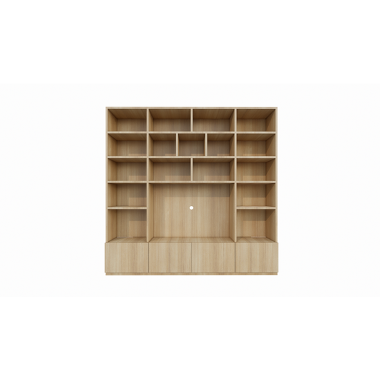 123schrank TV-Schrank Pinoso - 260x40x255H cm - Eiche - Paneeltüren - offene Einlegeböden - schlichte Ausführung