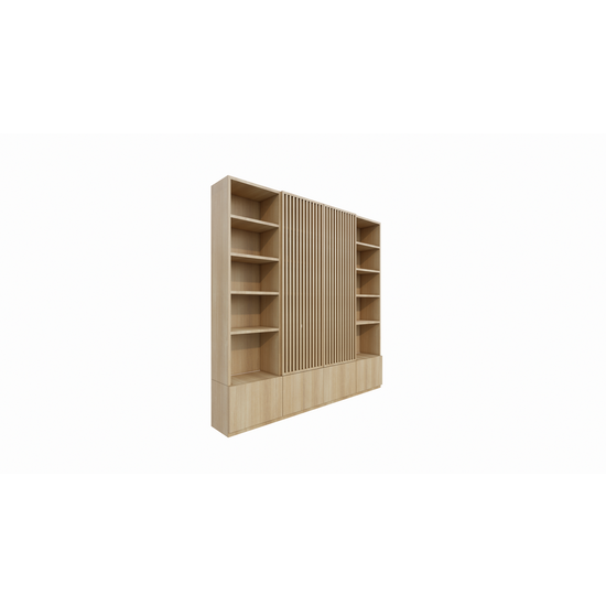 123schrank TV-Schrank Pinoso - 260x40x255H cm - Eiche - Paneeltüren - offene Einlegeböden - schlichte Ausführung