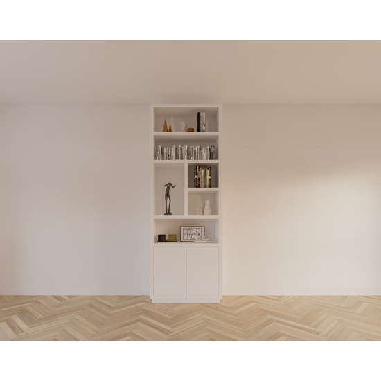 123schrank Regal Rockford 02 - 90x32x250H cm - push to open Türen - offene Regale - glatte Oberfläche