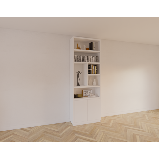 123schrank Regal Rockford 02 - 90x32x250H cm - push to open Türen - offene Regale - glatte Oberfläche