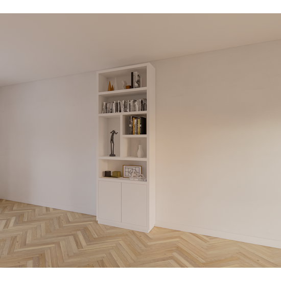 123schrank Regal Rockford 02 - 90x32x250H cm - push to open Türen - offene Regale - glatte Oberfläche