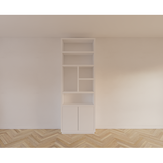 123schrank Regal Rockford 02 - 90x32x250H cm - push to open Türen - offene Regale - glatte Oberfläche